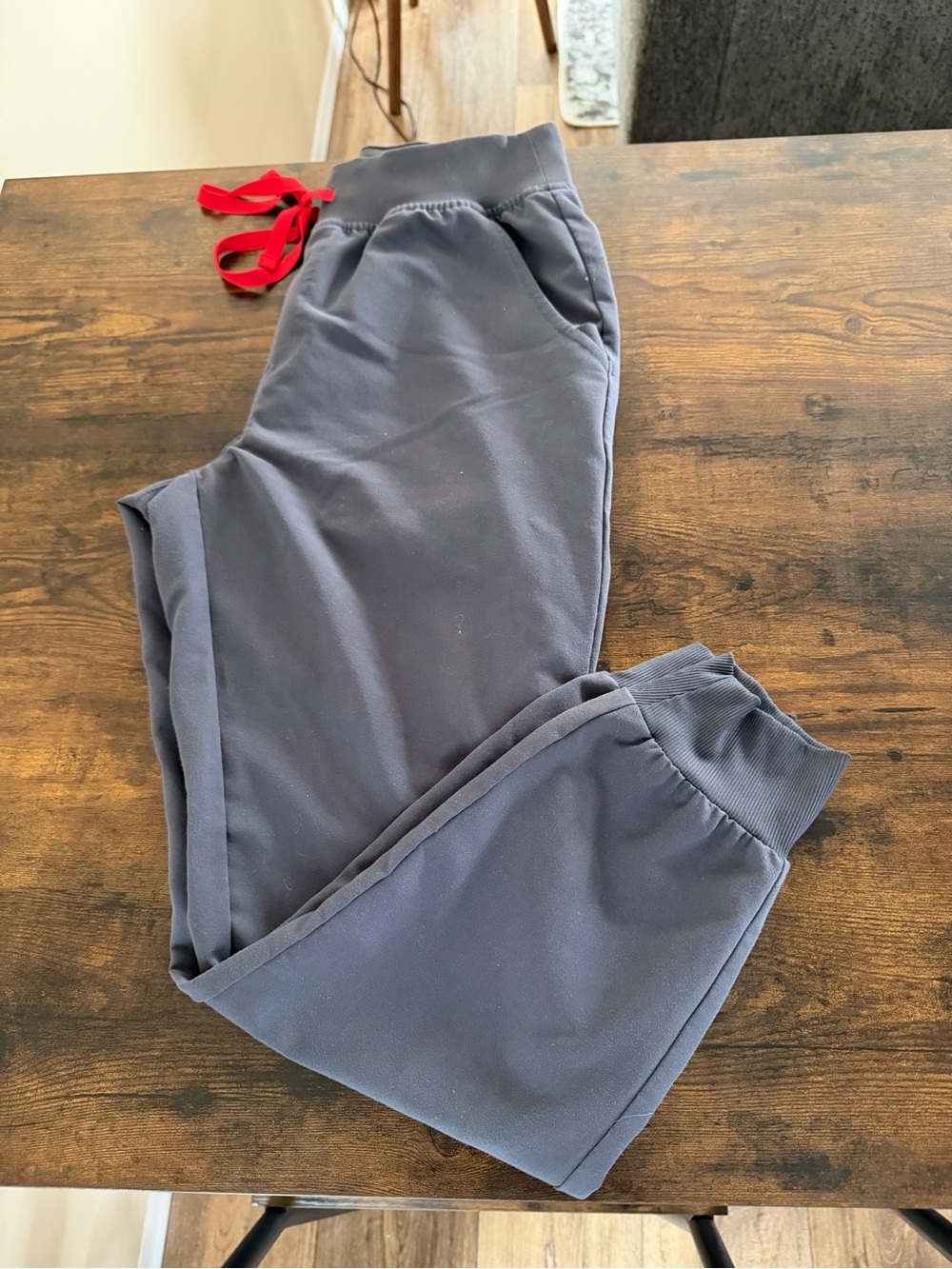 Figs Navy Joggers with Red Drawstring